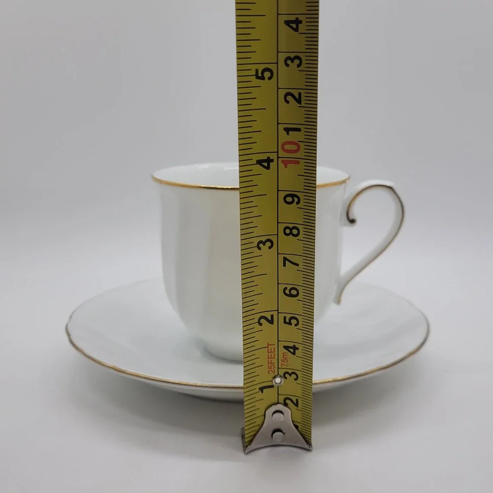 Mikasa Wedding Band Tea Cup Saucer Set Gold Trim White Fine China Japan
